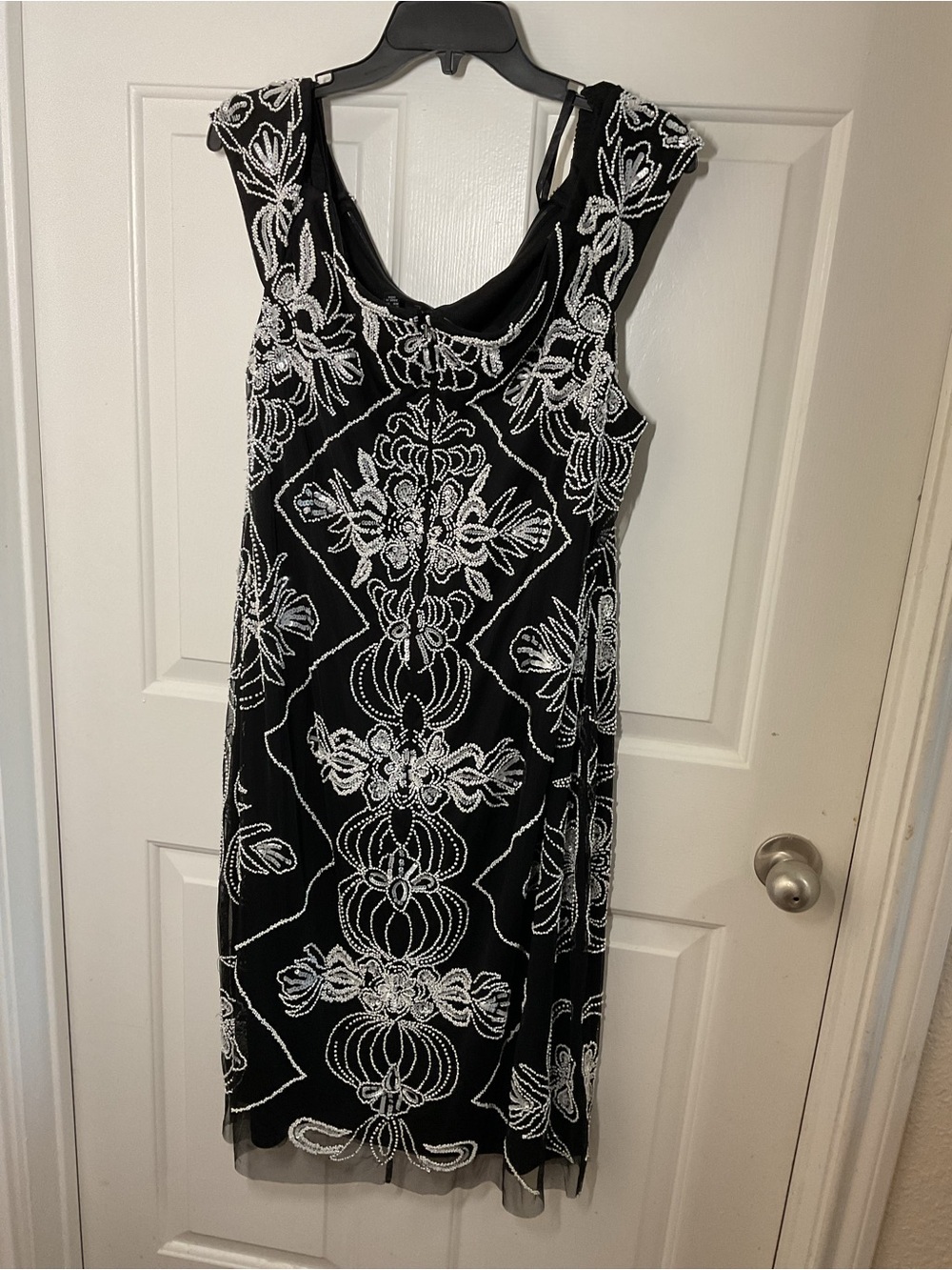 Adrianna Papell Beaded Embellished Cocktail Dress Black Silver Women’s Plus 22W - Picture 4 of 7